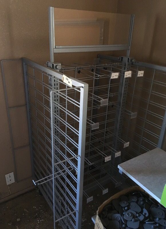 4 sided peg rack on wheels