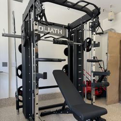 Smith Machine, Pulley System, Power Rack, Rubber Weights, Dumbbells 
