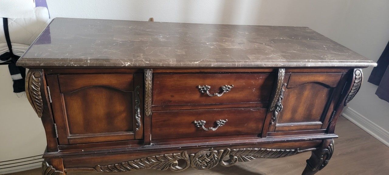 Vintage Dresser With Marble Counter