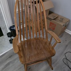 Nichols & Stone Windsor Style Hoop Back Oak Rocking Chair (1980s)