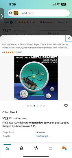 lazYYzal Hamster Silent Wheel, Super-Silent Small Animal Exercise Wheel Accessories, Quiet Hamster Running Wheels with Adjustable