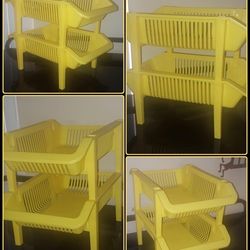 X2 VINTAGE HEAVY DUTY HIGH QUALITY YELLOW RETRO STACKABLE RUBBERMAID STORAGE BIN CONTAINER ORGANIZER BOXES