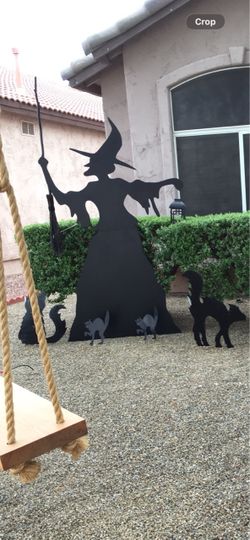 Halloween Witch & Black Cat Silhouette Yard Decorations