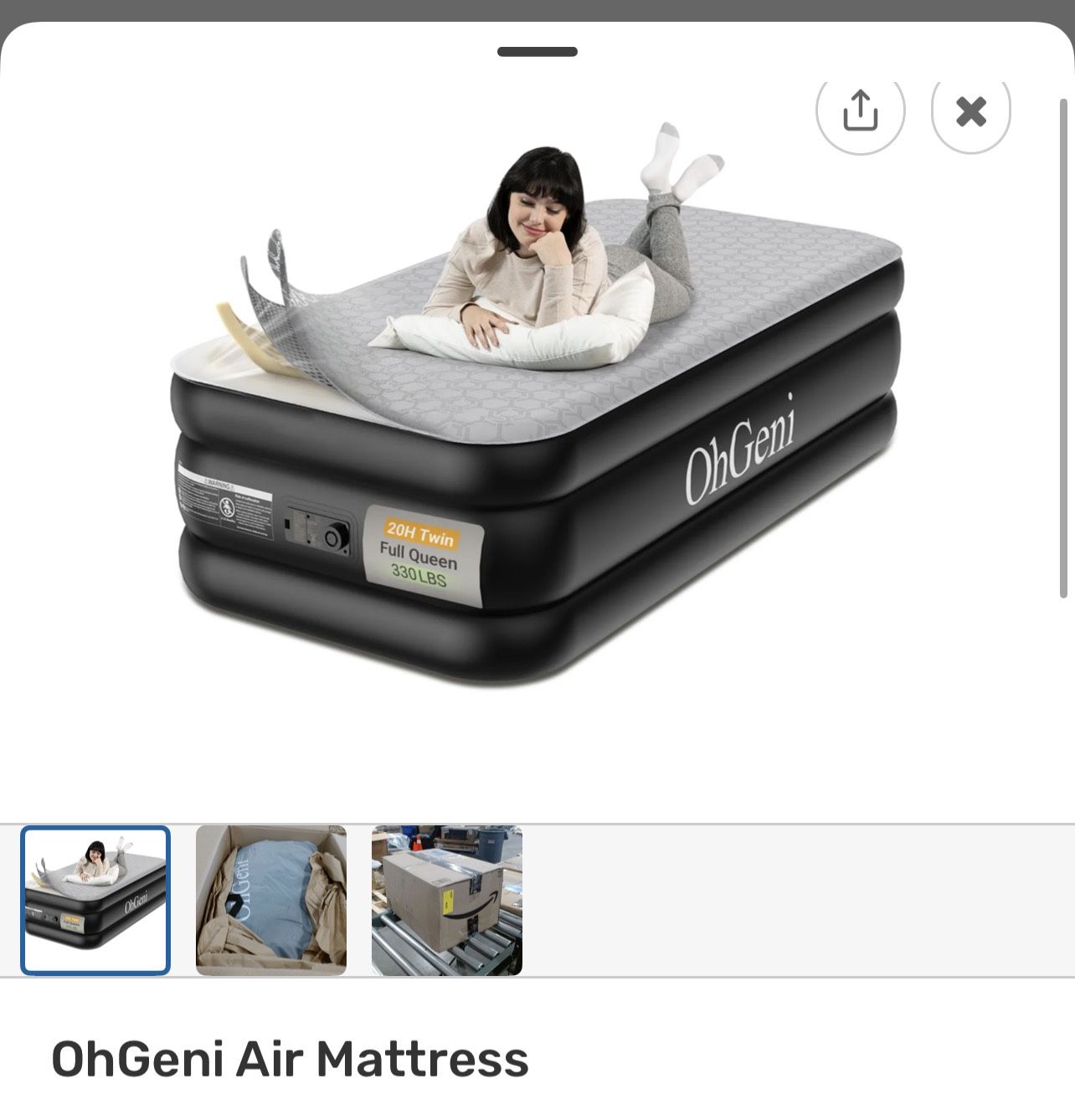 Oh Geni Twin Air Mattress. Auto Blowup