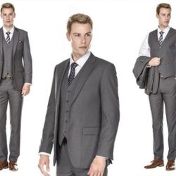 Men's Premium Charcoal Grey Slim Fit 3 Piece Suit Size 36S X 30W