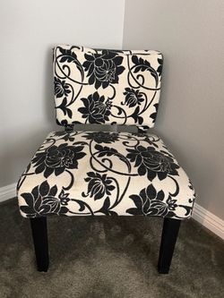 Black and White Floral Accent Chair