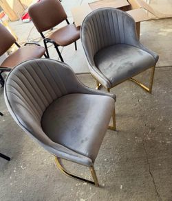 Modern gray gold dining chairs 2pack