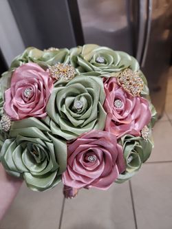 Quinceanera Sage Green Bouquet 