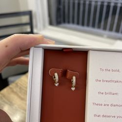 14k Lab Grown Diamond heart Huggies. 