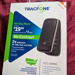 Tracfone ALCATEL One Touch A206G Flip Phone Black New Never Activated