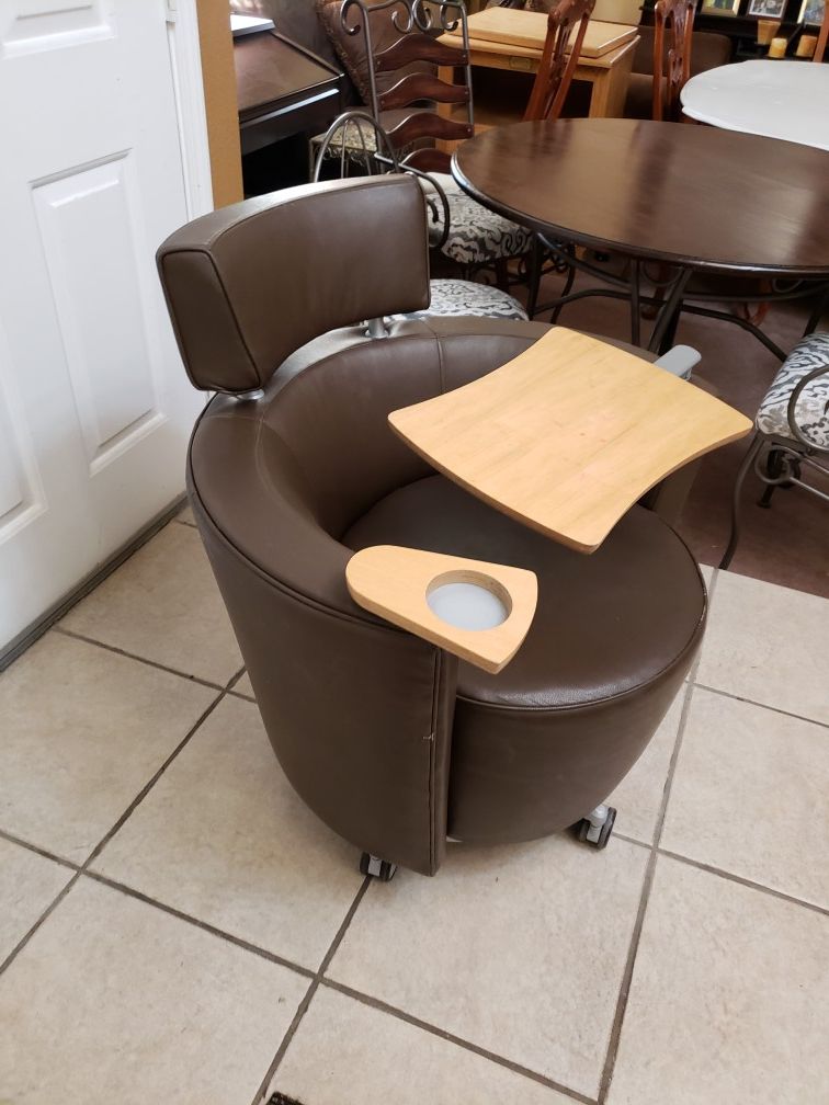 Leather guest Chair , with table arm