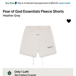 Fear of God Essentials Fleece Shorts Heather Grey Size M