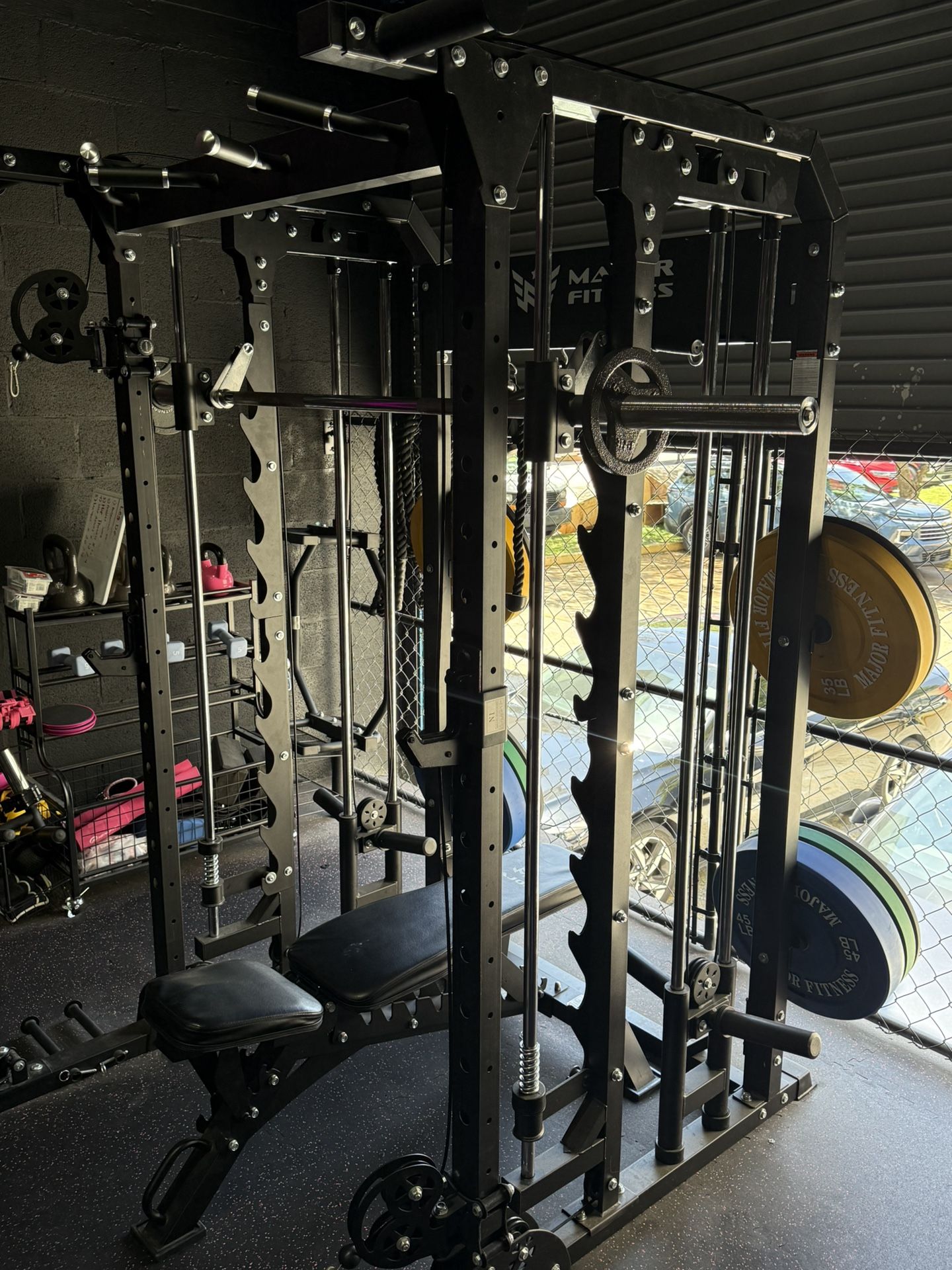 Gym Smith Machine Plus Cables, Squat Rack, Bench 