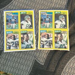 Two Uncut Sheets Of Football Cards From 1980s