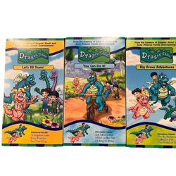 Dragon Tales VHS Tape Lot Let’s All Share, Big Brave Adventure Set 3 Vintage