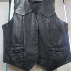 XL Leather Gallery Black Leather Vest