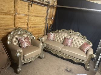 New Gold Sofá And Chair 