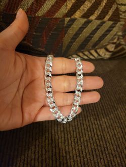 Italy 925 Solid Sterling Silver Diamond Cut Cuban Link Bracelet 8" Plata Italiana 925 Pulsera Cubana Corte de Diamante 8"