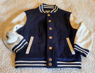 Old Navy Toddler Boy's Varsity Jacket- Navy Blue & White (Size 4T)