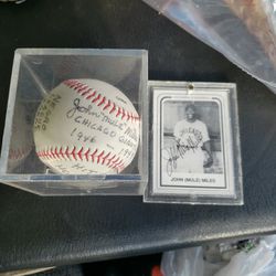 Autographed ball and Card 1946 John(Mule)Miles