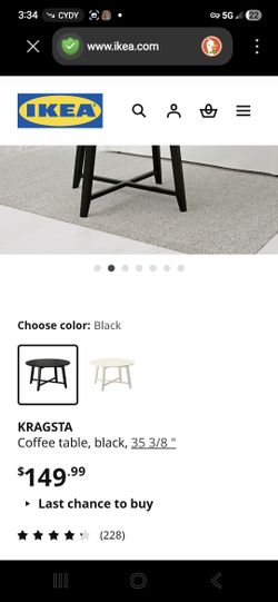 Ikea Black Wooden Coffee Table For Sale