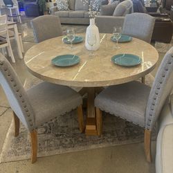 Real Marble Dining Table With 4 Chairs 