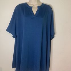 Blue blouse shirt size 28 W women top plus size