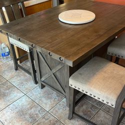 Rustic Wood Kitchen Table With Four Chairs