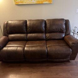 Faux Leather Power Recline Sofa