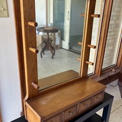 Vintage Solid Wood Mirror Display Rack