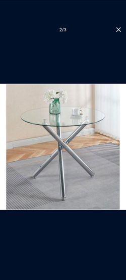 Dining Table Chrome Metal Legs