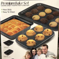 Premium Bake Set, Cake Pan, Cupcake/Muffin Pan and Cookie Sheet