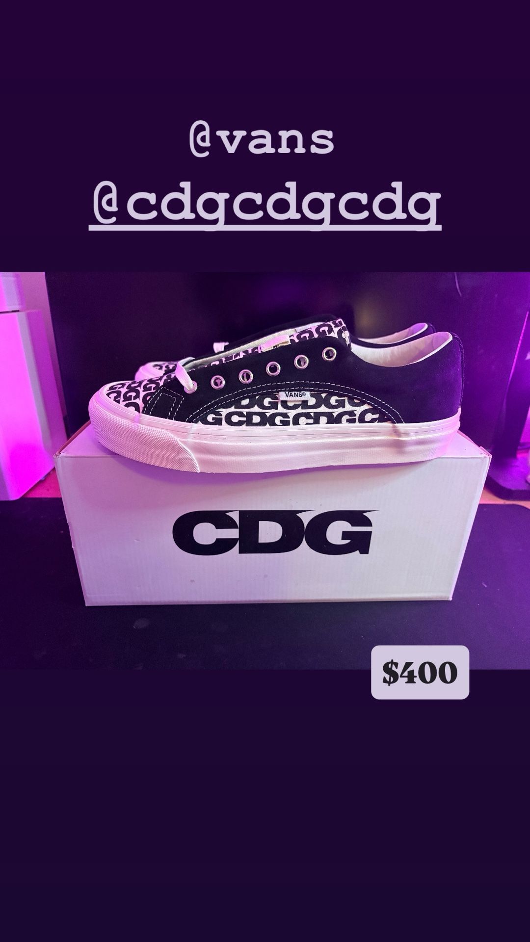 Vans X CDG M8.5 $380