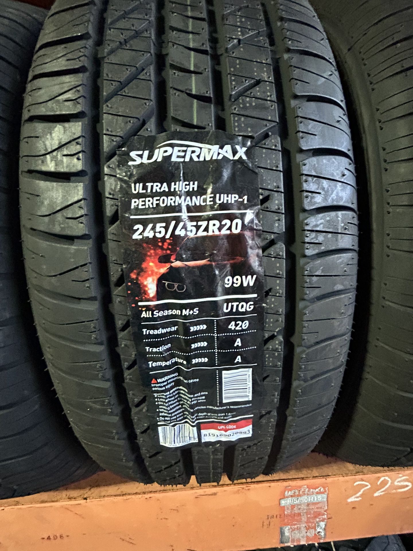 New 245/45R20 Supermax $$125 Per Tire 