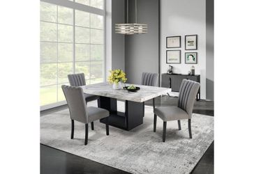 Charming Marble look dining set w/Sleek black base