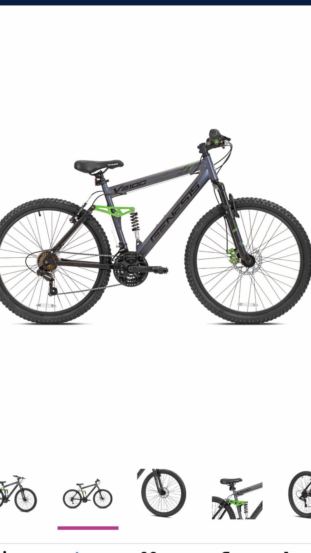 Genesis 26" V2100 Men's Dual Suspension Mountain Bike, Slate Gray