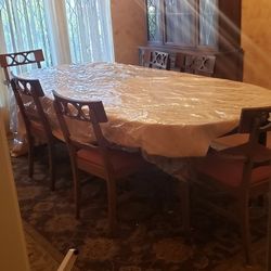 Vintage 13 piece J.B. Van Sciver Co Dining Room Set w/table, 3 Leaves, 6 chairs, hutch, & server