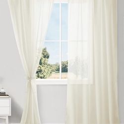 8 Soft Ivory Sheer Panels 52”Wide X 108”Long. For Home Or Event Drapping / Backdrop