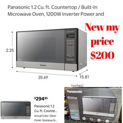 New in box Panasonic 1.2 Cu. ft. Countertop / Built-In Microwave Oven, 1200W Inverter Power and Genius Sensor, 🚨$200  firm cash only east Palmdale 