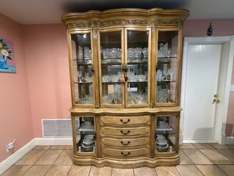 French Provincial China Cabinet Hutch