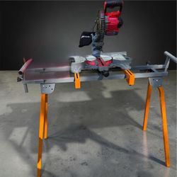 7 1/4” cordless sliding compound saw, charger,battery and stand