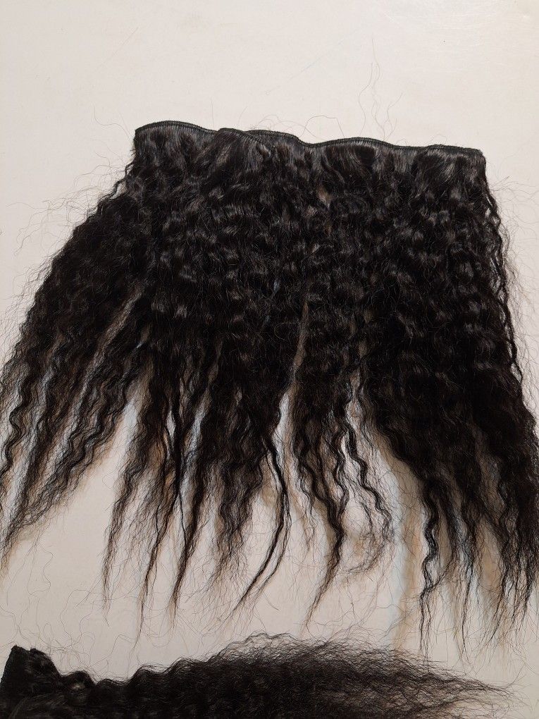 Human hair wavy extensions 