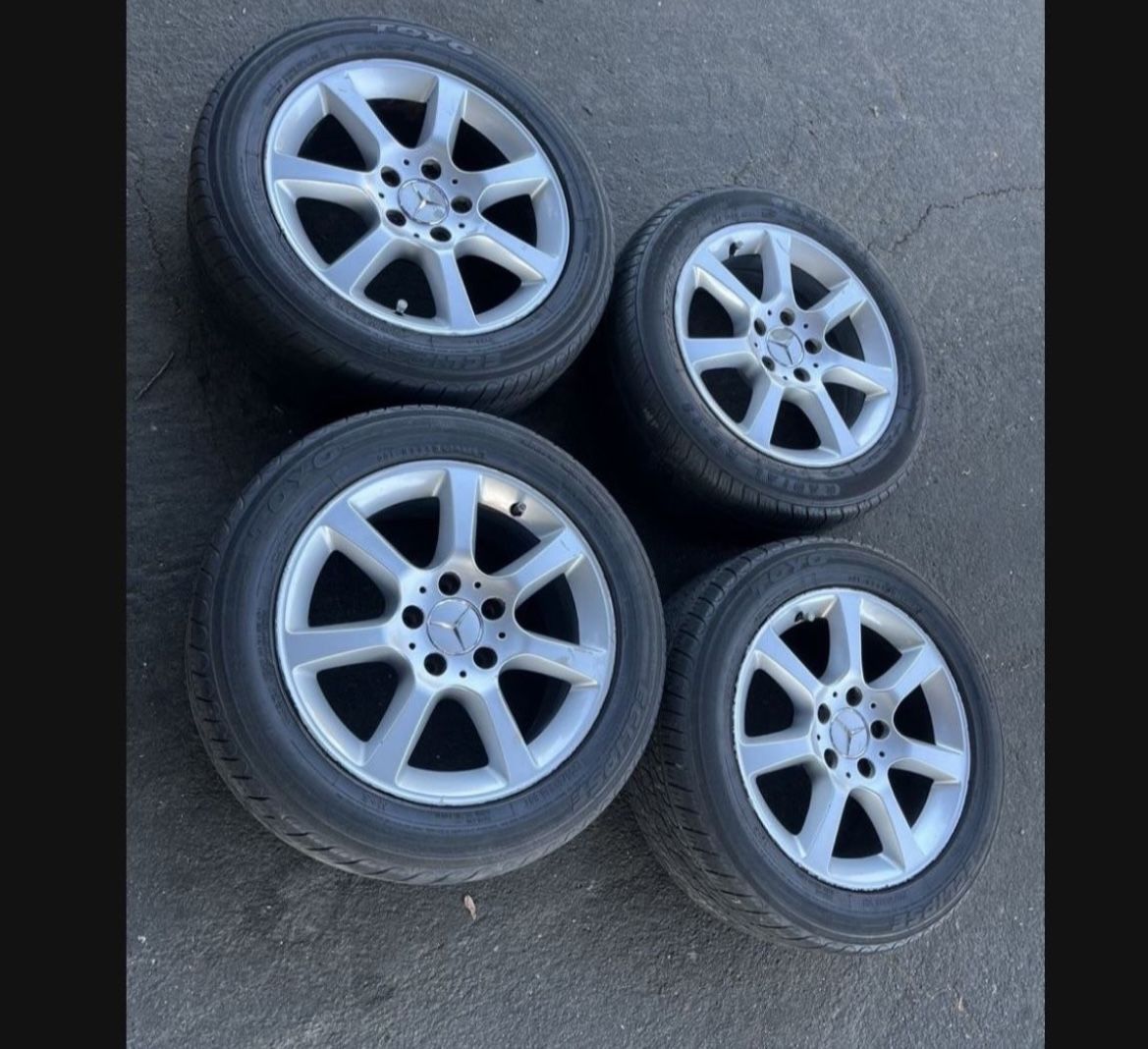 4 — 205/55r16 5x112 5x4.41 Stock Mercedes Wheels Rims Tires!!! for Sale ...