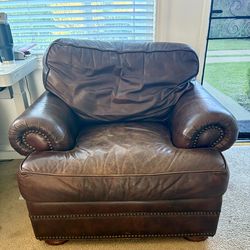 Brown Leather Armchair – Classic Style – $50