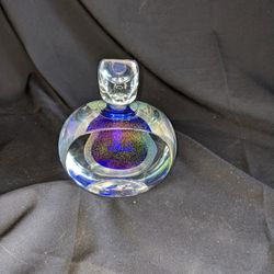Solid Clear Glass Perfume Bottle With Blue And Dust Gold