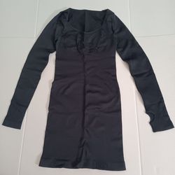 OQQ Black Women's Ribbed Dresses