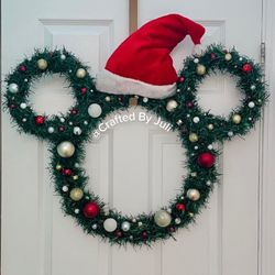Handmade Mickey & Minnie Mouse Inspired Christmas Wreath (Now available Size XL!!)