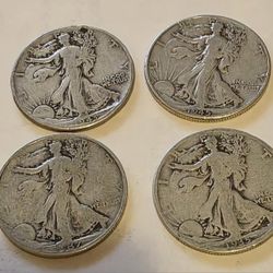 (4) Walking Liberty Half Dollars