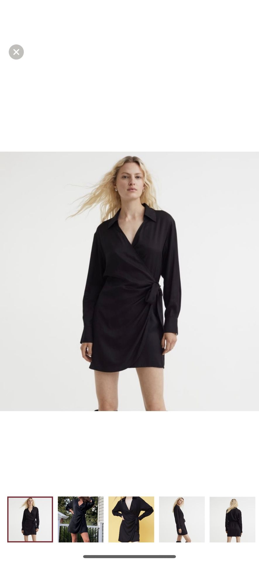 H&M Satin Wrapover Shirt Dress black
