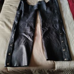 Men's black Leather Chaps
